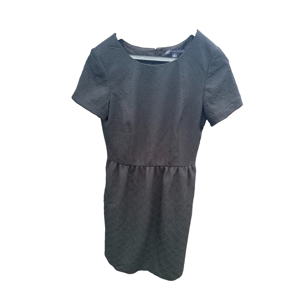 Brooks Brother 346 Dress Women's Size 8 Midi Cap Sleeve Pockets Black Preppy LBD